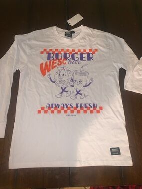 Wesc White Tee with Orange & Purple Burger Bar Graphic
